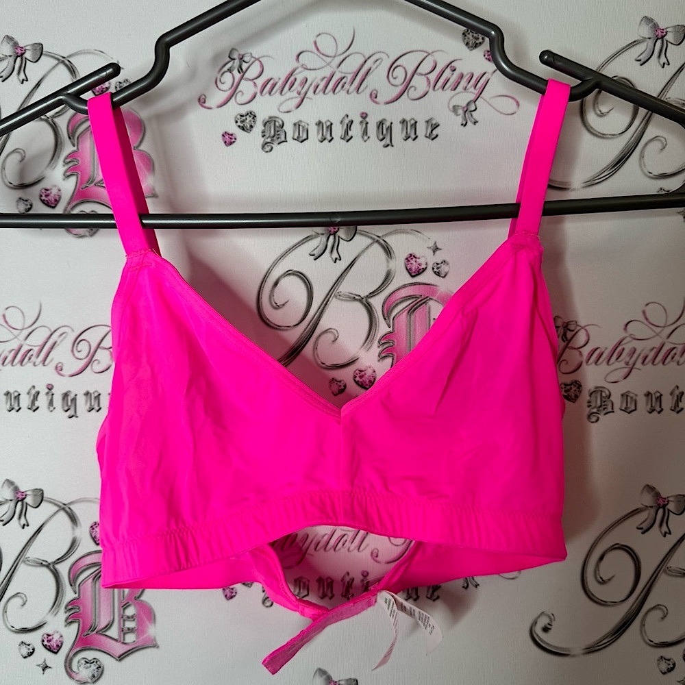 Aerie smoothez bra neon bright Hot Pink Bralette stretchy soft smooth